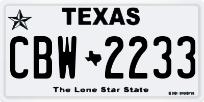 TX license plate CBW2233