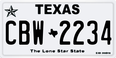 TX license plate CBW2234