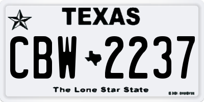 TX license plate CBW2237
