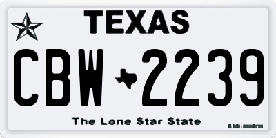 TX license plate CBW2239