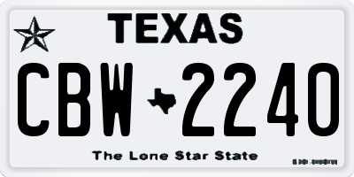 TX license plate CBW2240