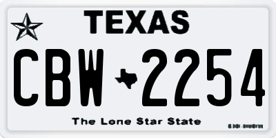 TX license plate CBW2254