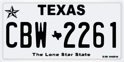 TX license plate CBW2261