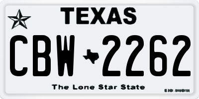 TX license plate CBW2262