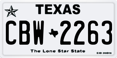 TX license plate CBW2263