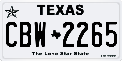TX license plate CBW2265