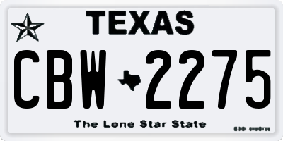 TX license plate CBW2275