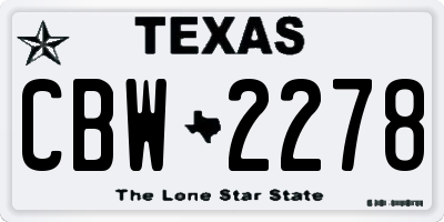 TX license plate CBW2278