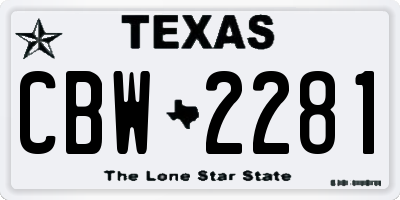 TX license plate CBW2281