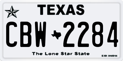 TX license plate CBW2284
