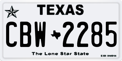 TX license plate CBW2285