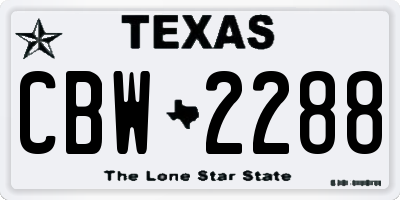 TX license plate CBW2288
