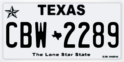 TX license plate CBW2289