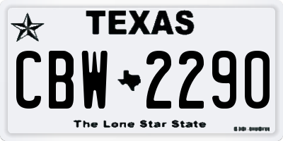 TX license plate CBW2290