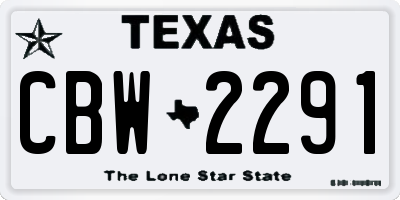 TX license plate CBW2291