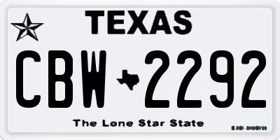 TX license plate CBW2292