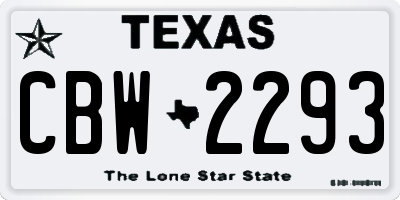 TX license plate CBW2293