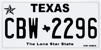 TX license plate CBW2296