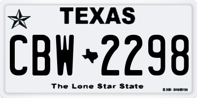TX license plate CBW2298