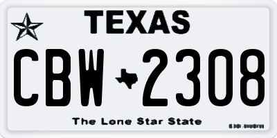 TX license plate CBW2308