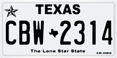 TX license plate CBW2314