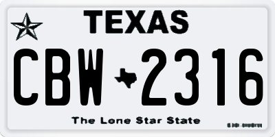 TX license plate CBW2316