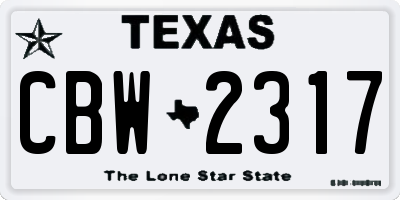 TX license plate CBW2317