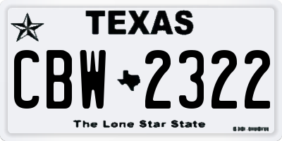 TX license plate CBW2322