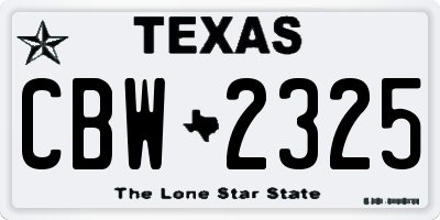 TX license plate CBW2325