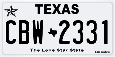 TX license plate CBW2331