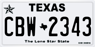 TX license plate CBW2343