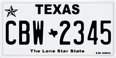 TX license plate CBW2345