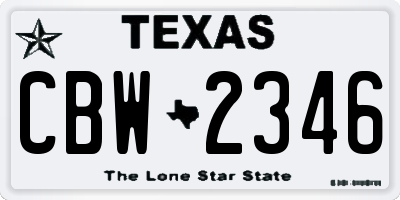 TX license plate CBW2346