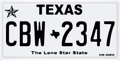 TX license plate CBW2347