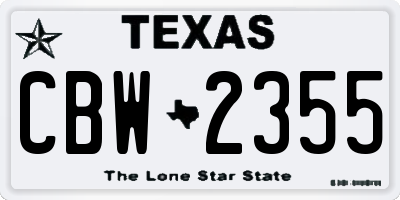 TX license plate CBW2355
