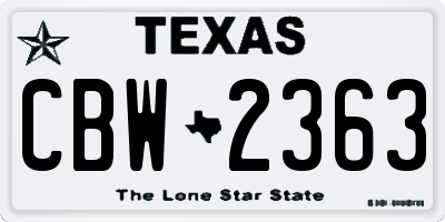 TX license plate CBW2363