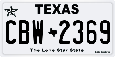 TX license plate CBW2369