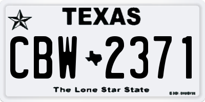 TX license plate CBW2371