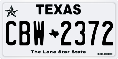 TX license plate CBW2372