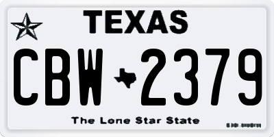 TX license plate CBW2379