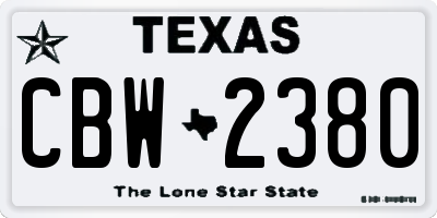 TX license plate CBW2380