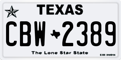TX license plate CBW2389