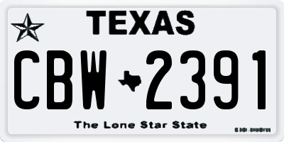 TX license plate CBW2391