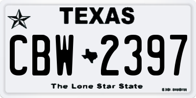 TX license plate CBW2397