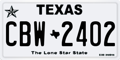 TX license plate CBW2402