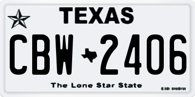 TX license plate CBW2406