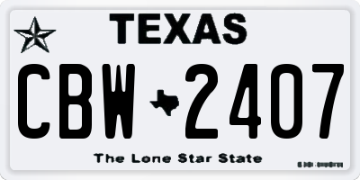 TX license plate CBW2407