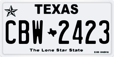TX license plate CBW2423
