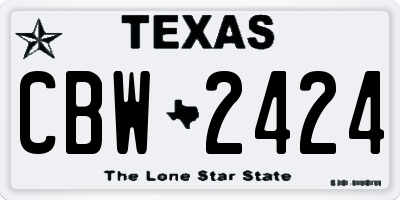 TX license plate CBW2424