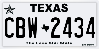 TX license plate CBW2434